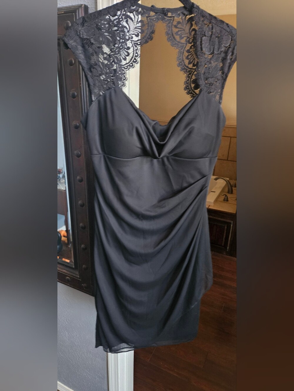 Xscape Black Lace-Back Strapless Cocktail Dress